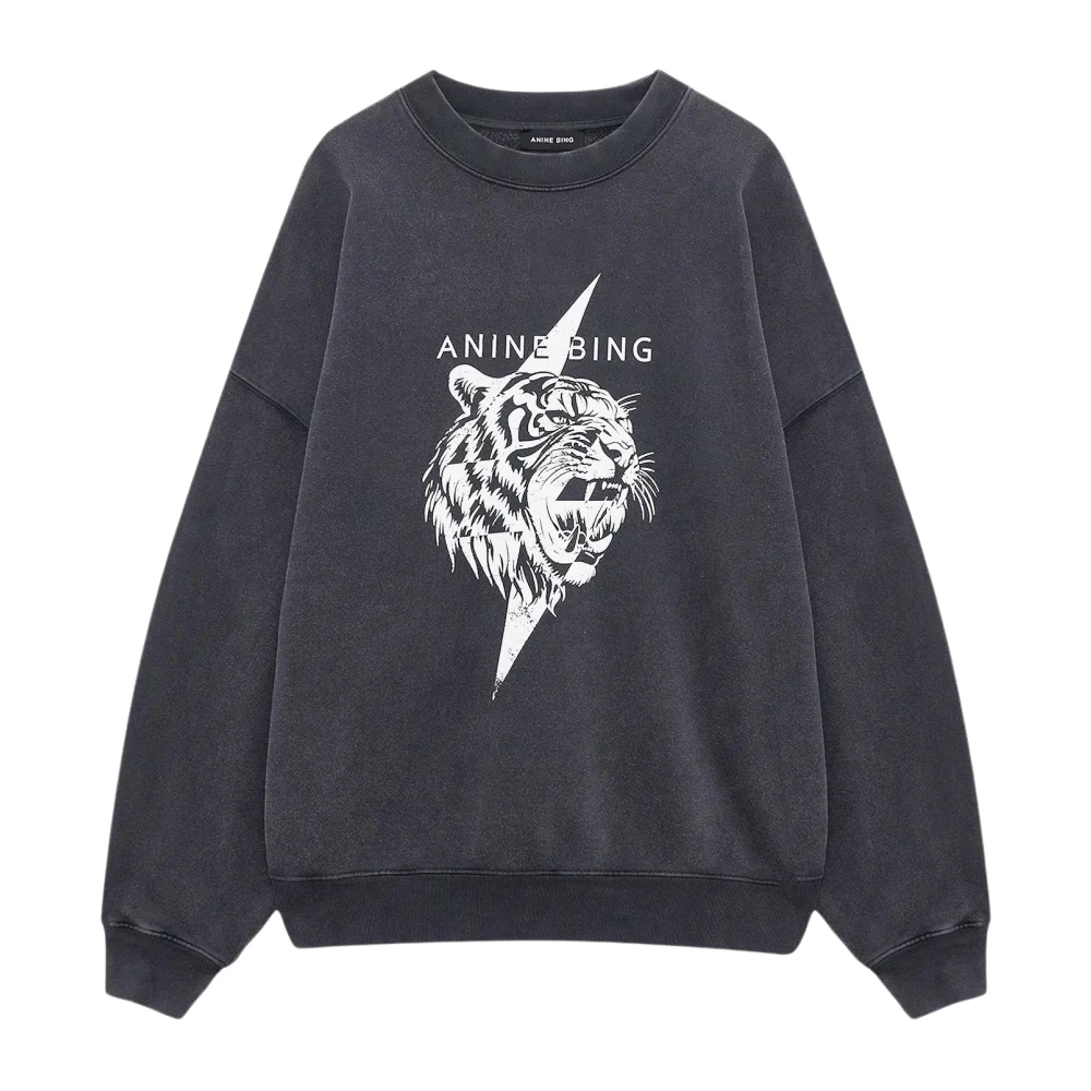 Anine Bing Women's Gray Sweatshirts, S, Miles Tiger Sweatshirt