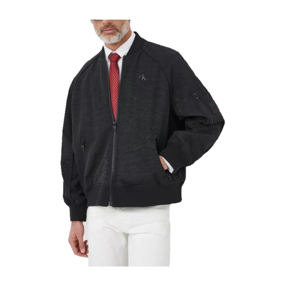 Calvin Klein Men's Black Exposed Zip-Through Bomber Jacket - Zip-Throughs - 2XL - Sweatshirts & Hoodies