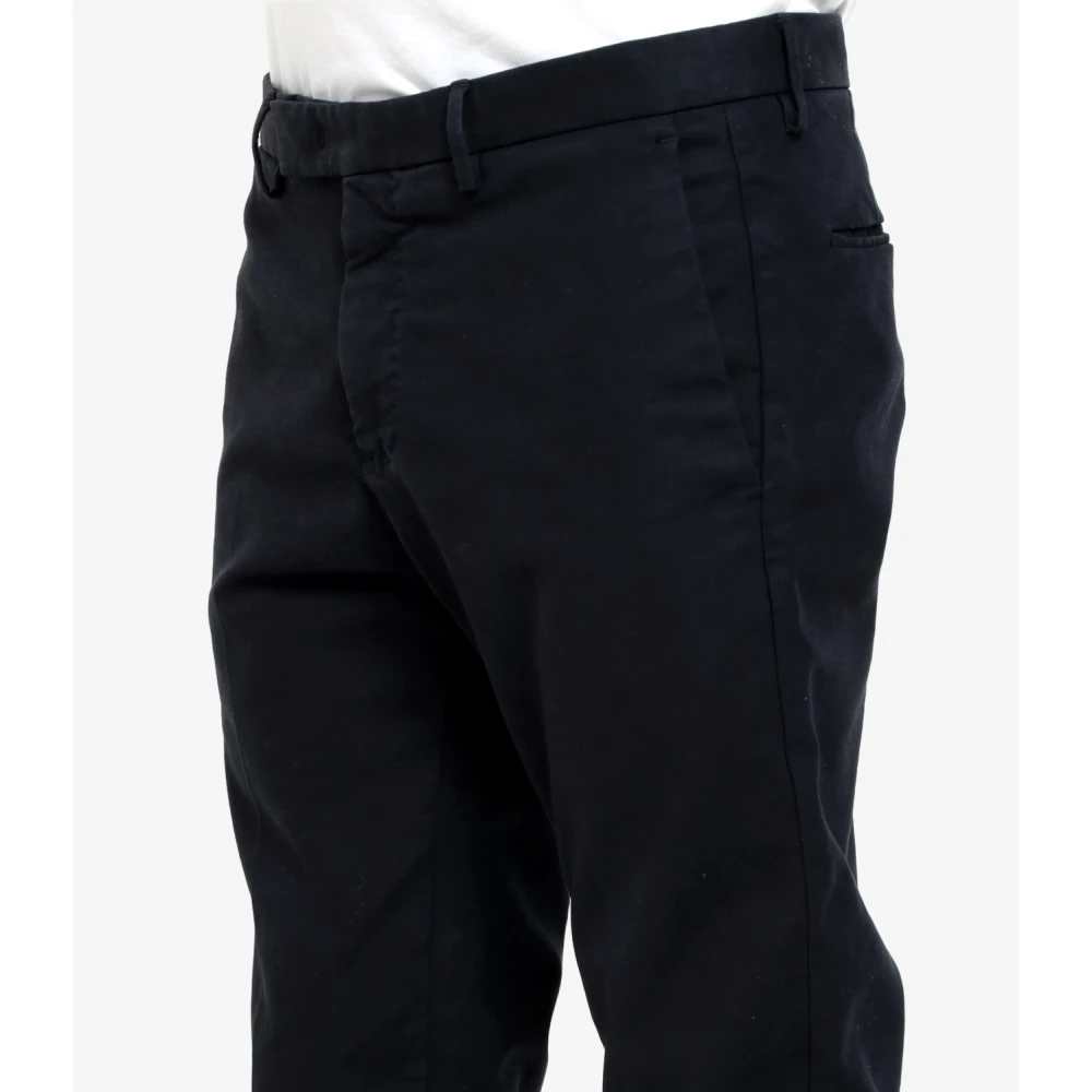 PT Torino Blauwe Katoenen Gabardine Maatwerk Broek Blue Heren