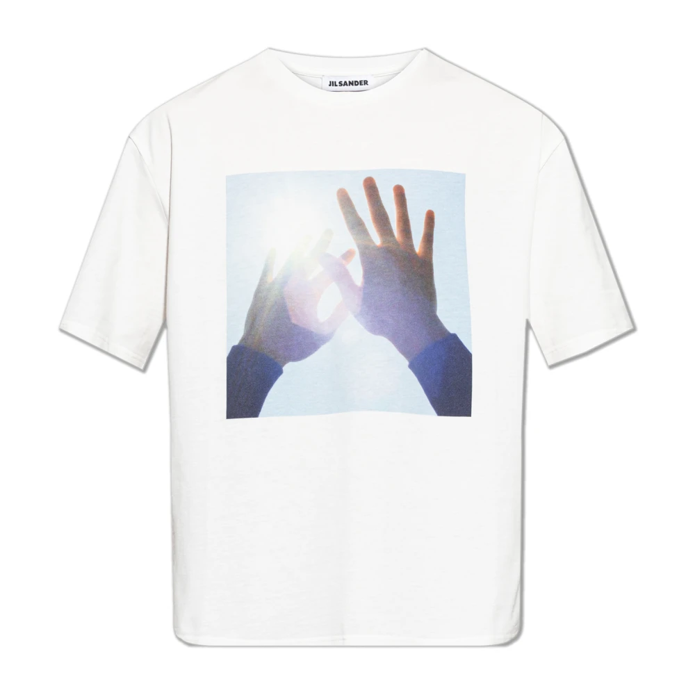 Jil Sander Herren Weiß Bedrucktes T-Shirt