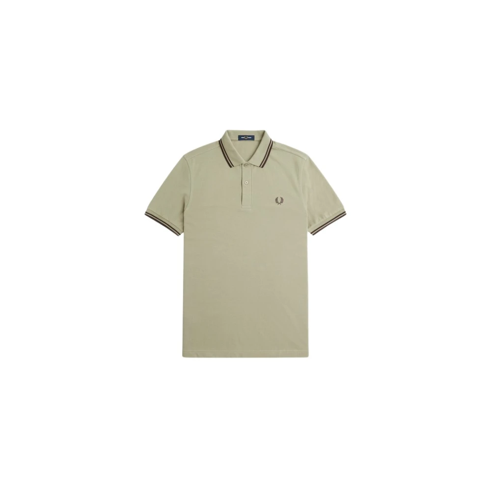 Fred Perry Men's Green Polo Shirts, Xl, Contrast Striped Cotton Polo Shirt