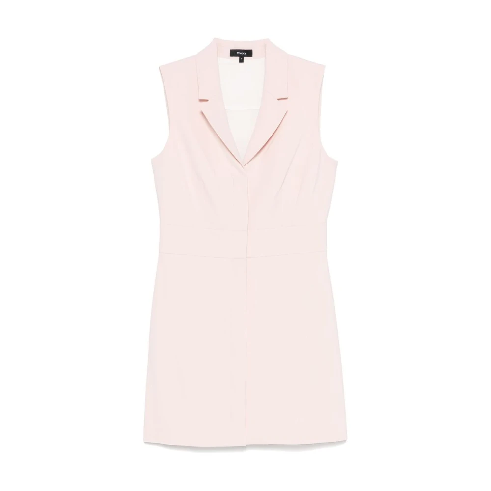 Theory Blush Pink Mouwloze Jurk met Inkeping Revers Pink Dames