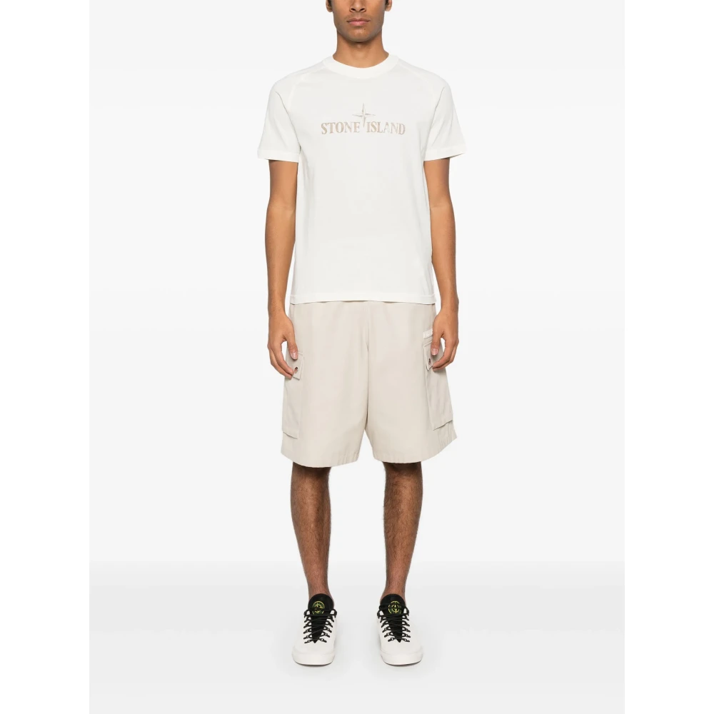 Stone Island Witte Crew Neck T-shirt met Front Print White Heren
