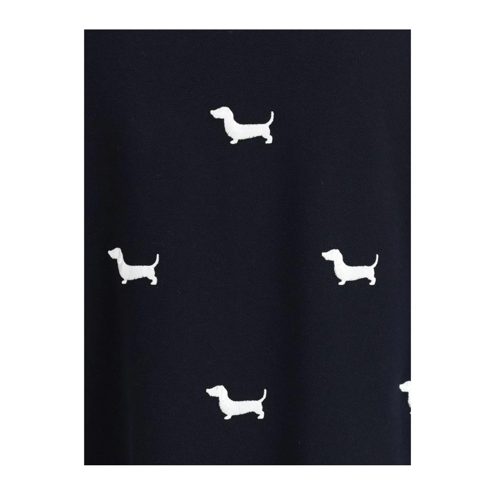 Thom Browne T-shirt met geborduurde teckels en knoopverstelbare banden Black Heren