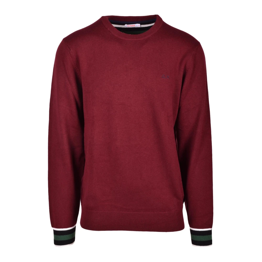 Sun68 Merino Katoenmix Gebreide Trui Red Heren