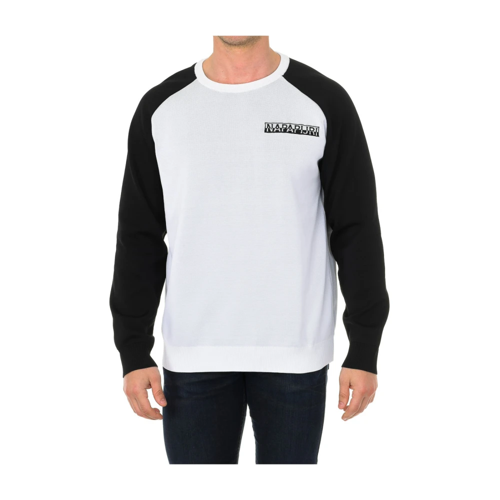 Napapijri , Long Sleeve T-Shirts, Male, White, L, Long Sleeve Tops