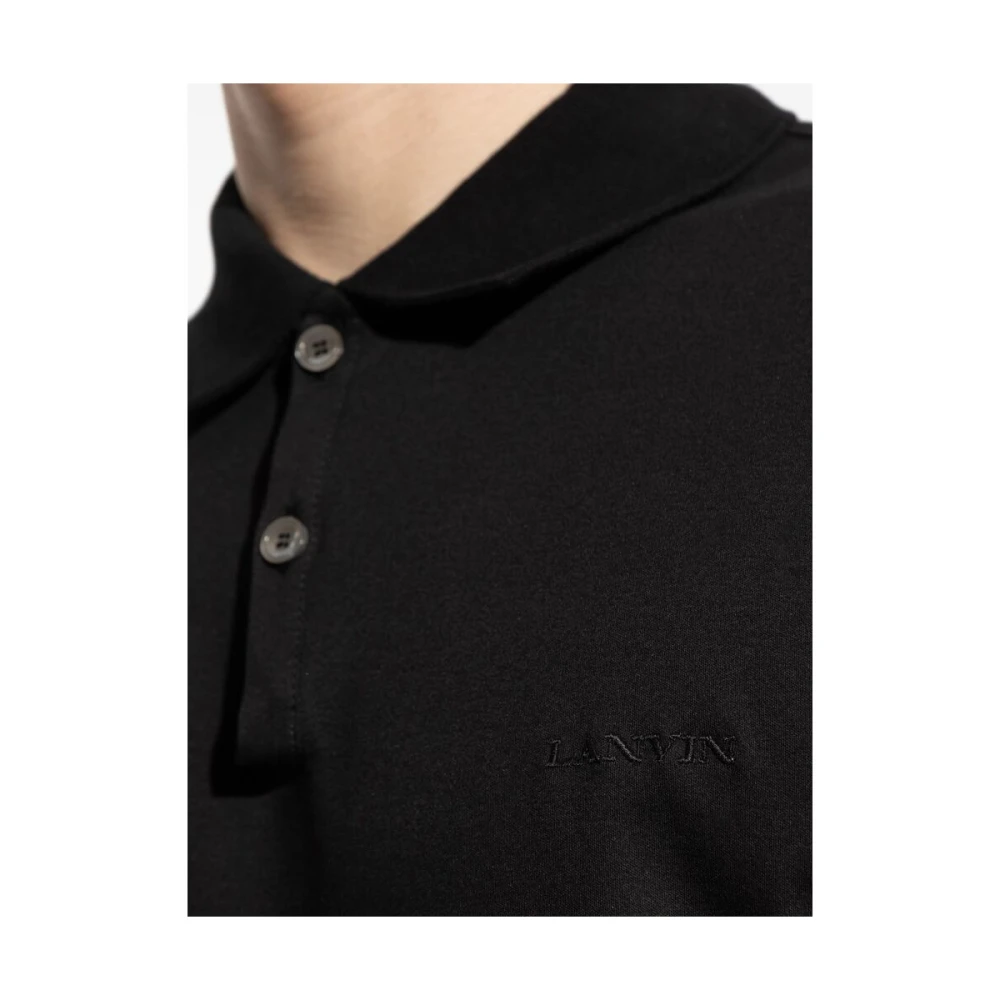 Lanvin Zwarte Knoop-Up Korte Mouw Sweater Black Heren