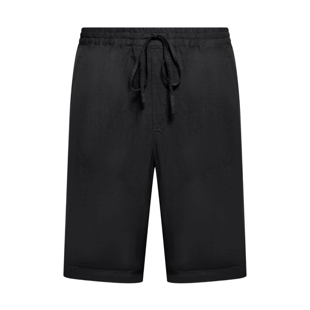 120% Lino Black Bermuda Linen Shorts - Male - Casual Shorts - M - Shorts