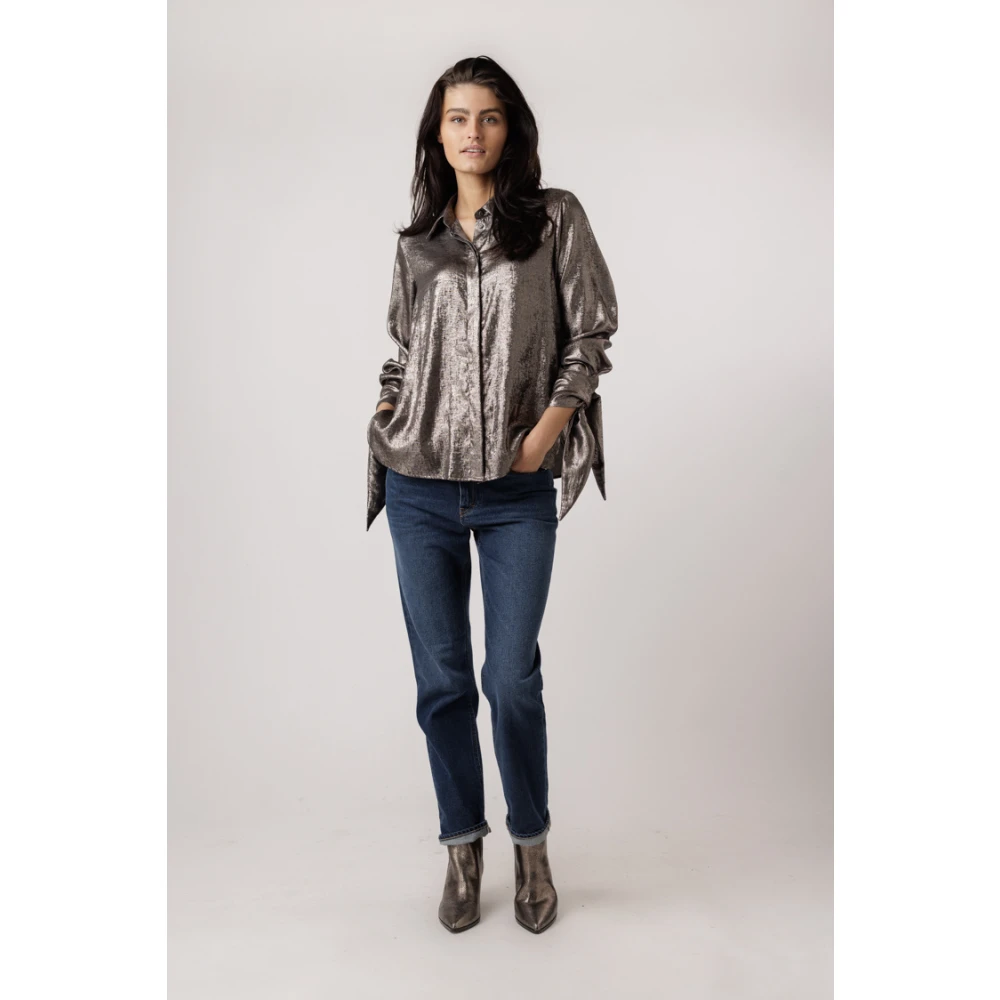 Momoni Zilver Sake Blouse Gray Dames