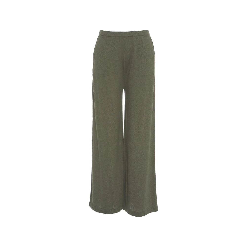 Majestic filatures Wijde Linnen Broek Oliv Ss25 Green Dames