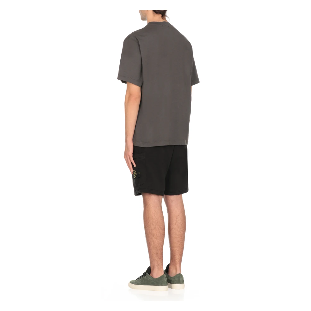 Stone Island Grijze Katoenen T-shirt met Logopatch Gray Heren
