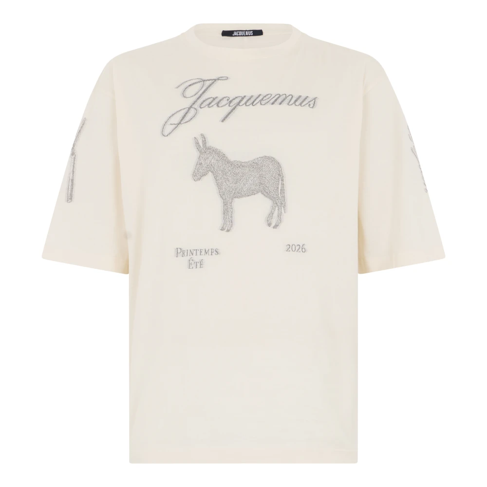 Jacquemus Beige T-Shirts, Male, M, Cotton Jacquard T-Shirt