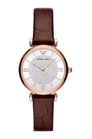 Brown Steel and Leather Quartz Watch