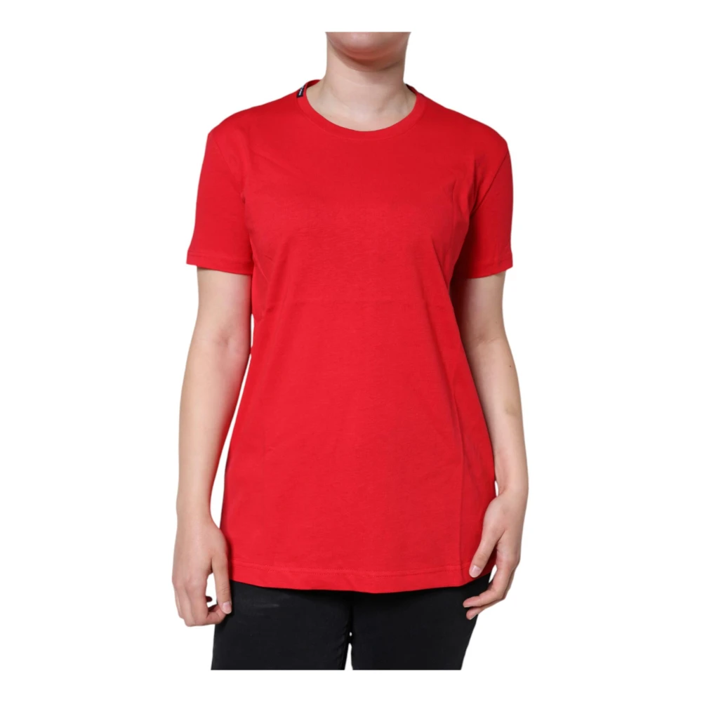 Dolce & Gabbana Women's Red T-Shirts, Xl, Cotton Logo Tee For