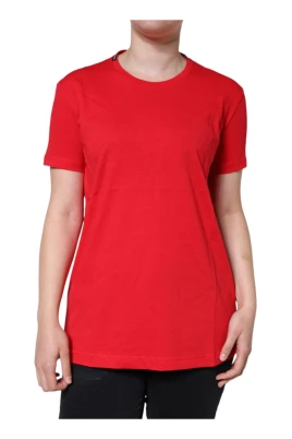 Röd Bomull Logo T-shirt för Kvinnor