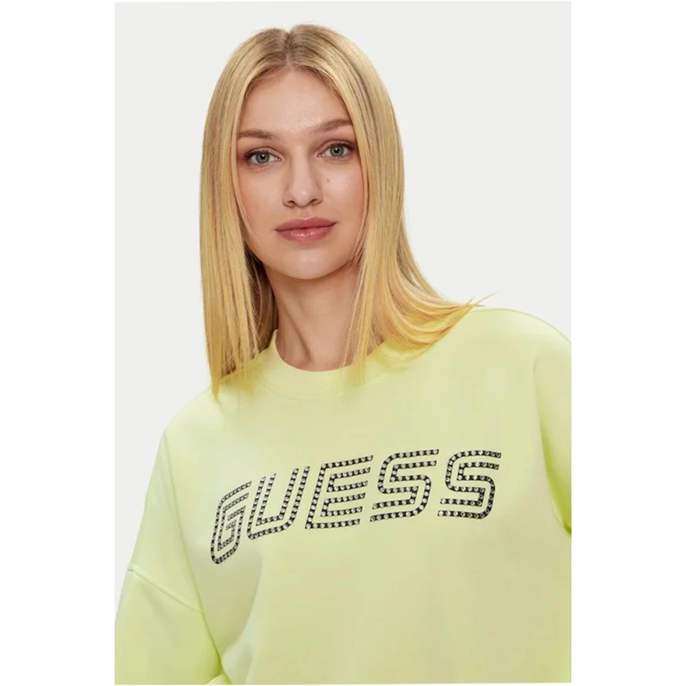 Guess Studded Logo Sweatshirt Relaxte pasvorm Green Dames