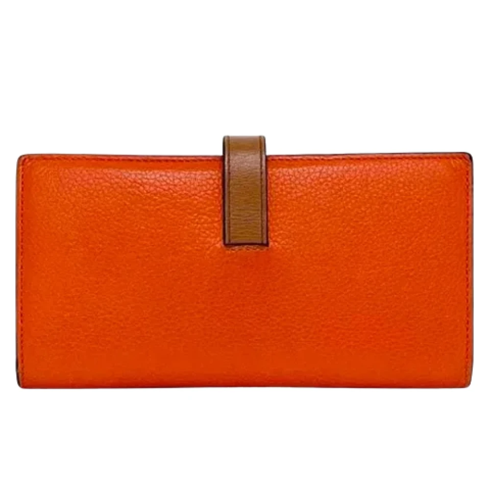 Loewe Pre-owned Leather wallets Orange Dames