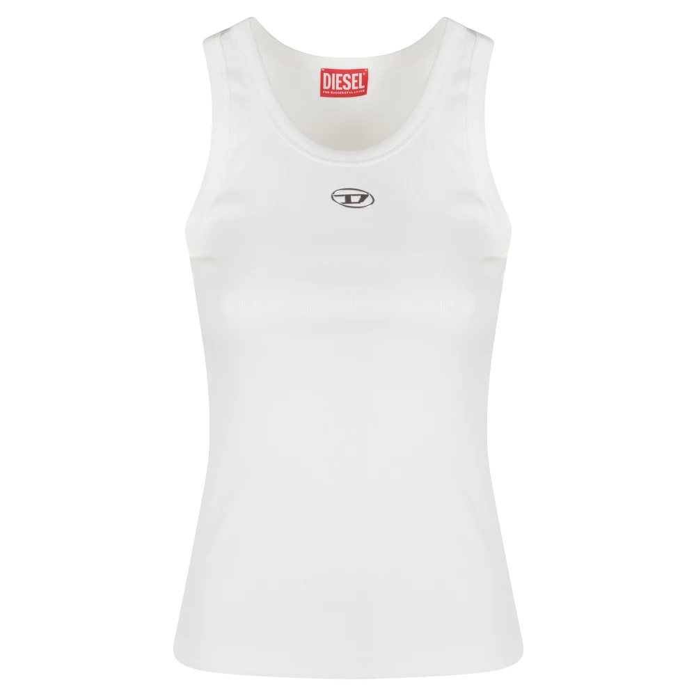 Diesel Women's White Sleeveless Tops, L, T-Anki-Od Tank Top
