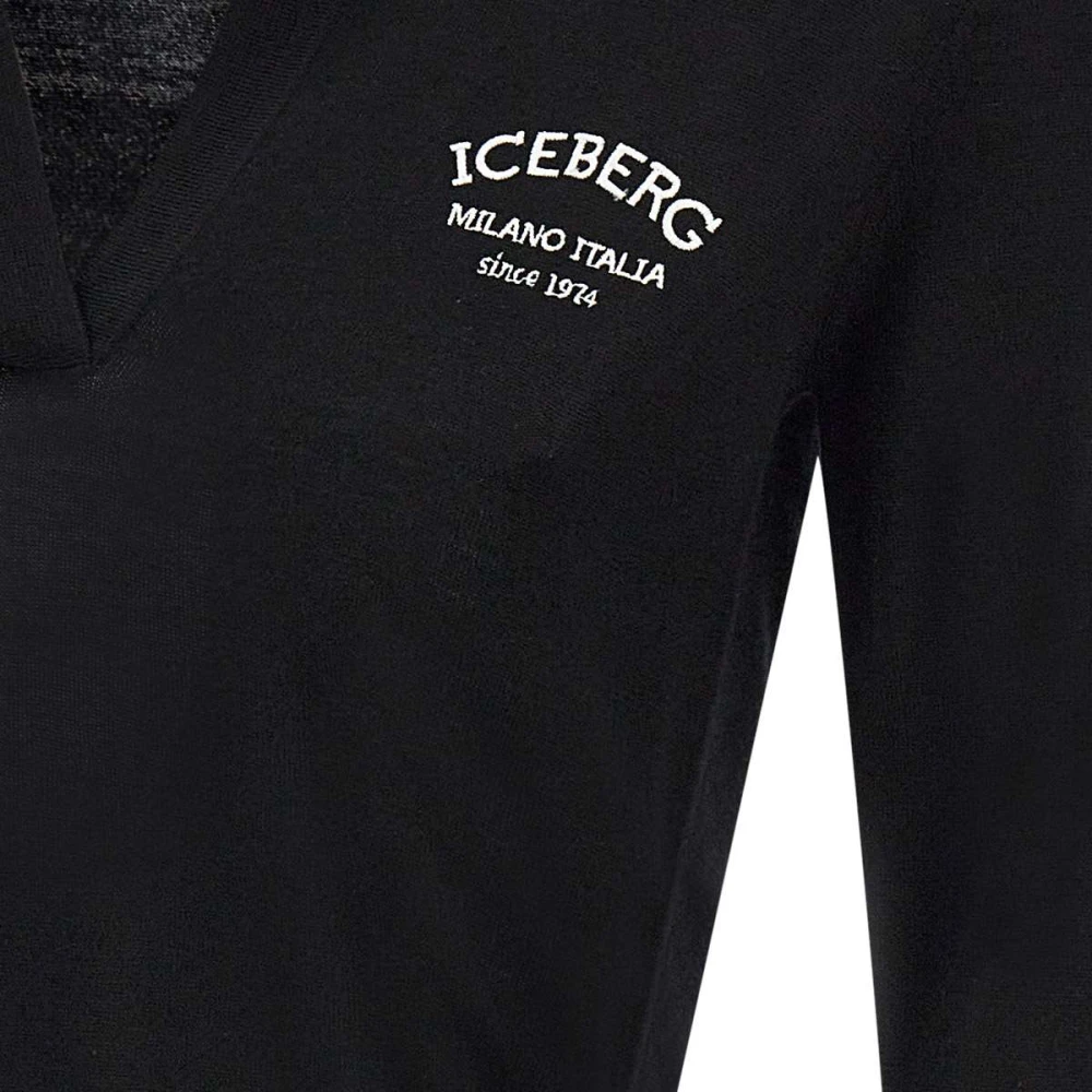 Iceberg Zwarte Wollen Trui met Logo Black Dames