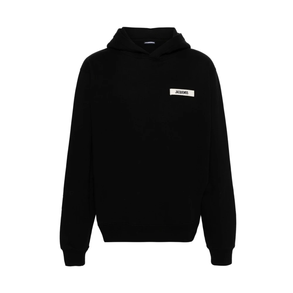 Jacquemus Black Hoodies, Male, L, The Gros Grain Hoodie