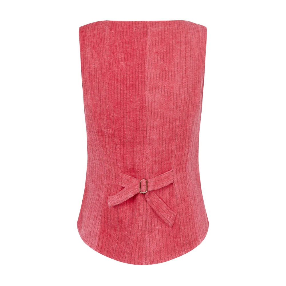 Cortana Vergrootglas linnen vest in roze gestreept maltinto Pink Dames