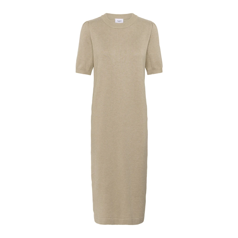 Saint Tropez Vrouwelijke Gebreide Jurk Plaza Taupe Green Dames