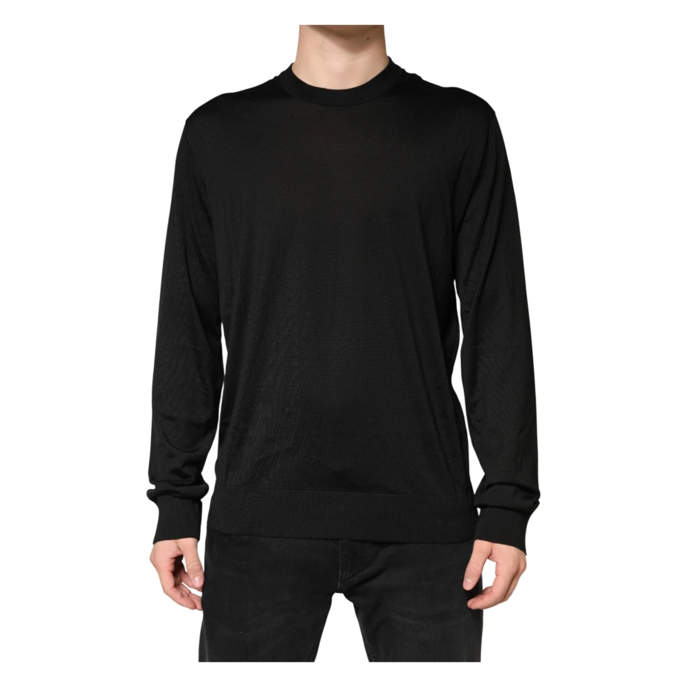 Dolce & Gabbana Men's Black Crew Neck Pullover - Round-Neck Knitwear - 4XL - Knitwear