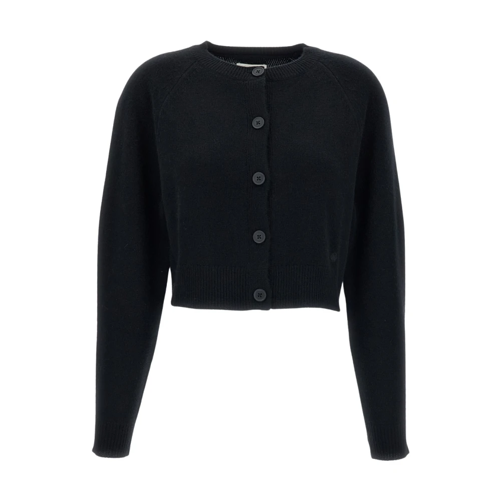 Loulou Studio Black Cardigans, Female, L, Crew-Neck Cardigan