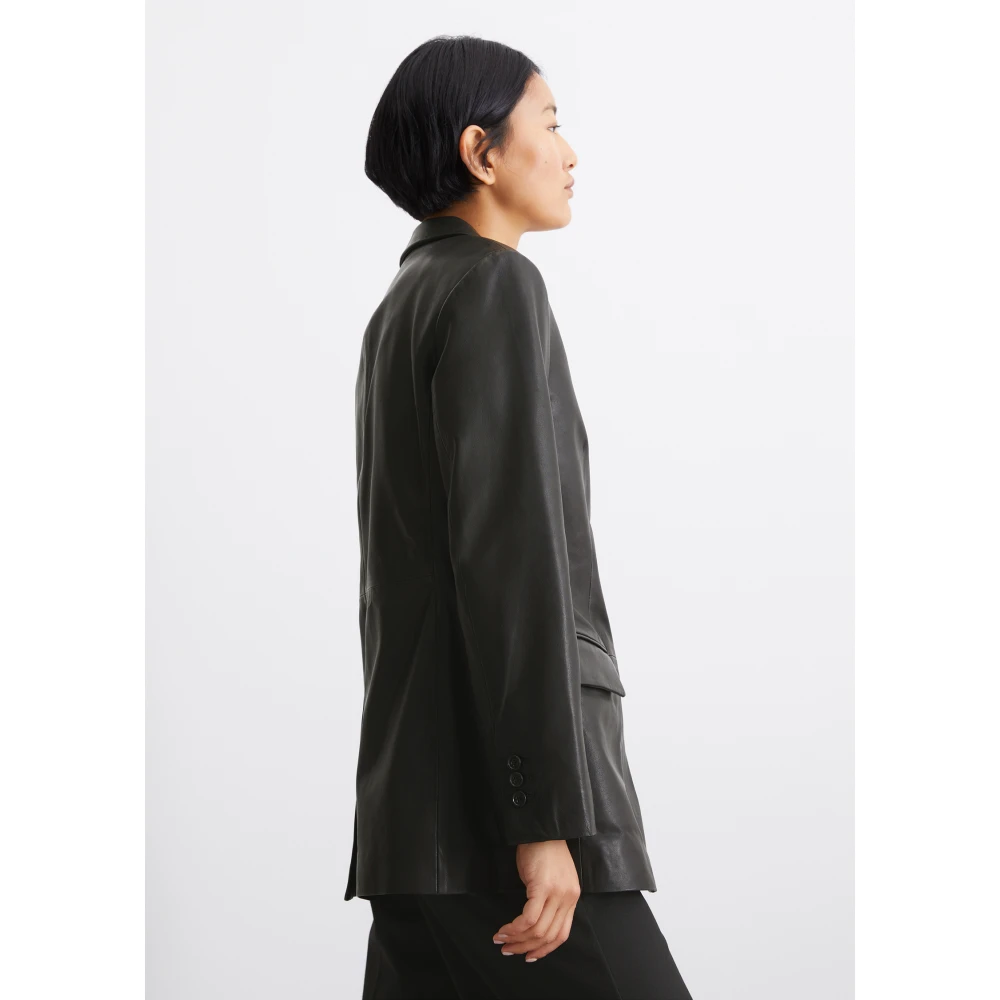 Marc O'Polo Leren blazer regular Black Dames
