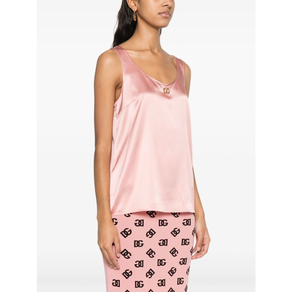 Dolce & Gabbana Luxe Zijden Vison Top Pink Dames