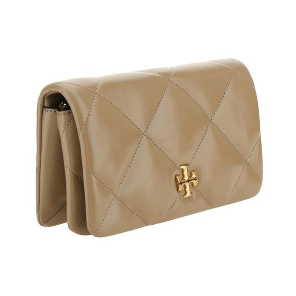 TORY BURCH Diamantgestikte leren schoudertas Brown Dames