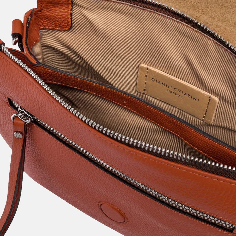 Gianni Chiarini Oranje Leren Schoudertas Orange Dames