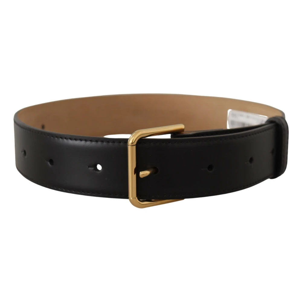 Dolce & Gabbana Zwart Leren Goudkleurige Taille Riem Black Dames