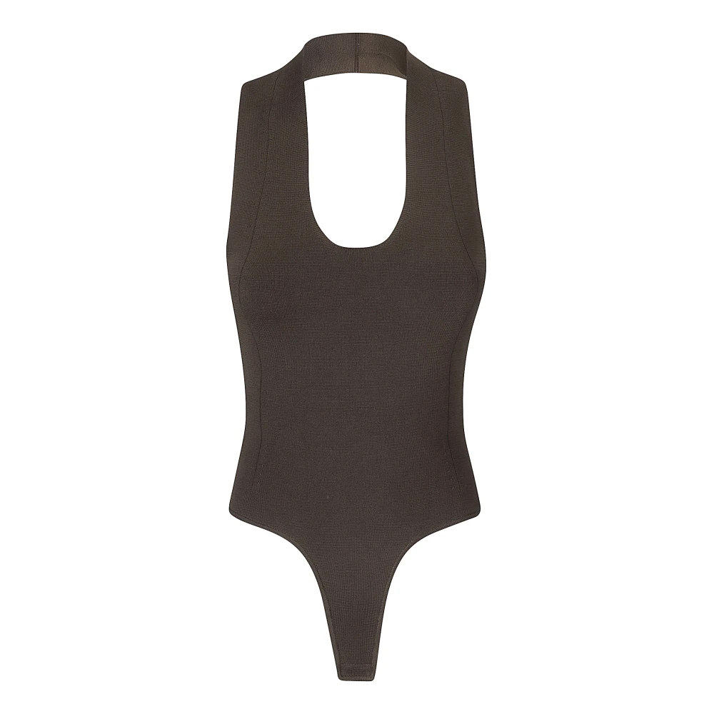 Khaite V-hals Stretch Bodysuit Brown Dames