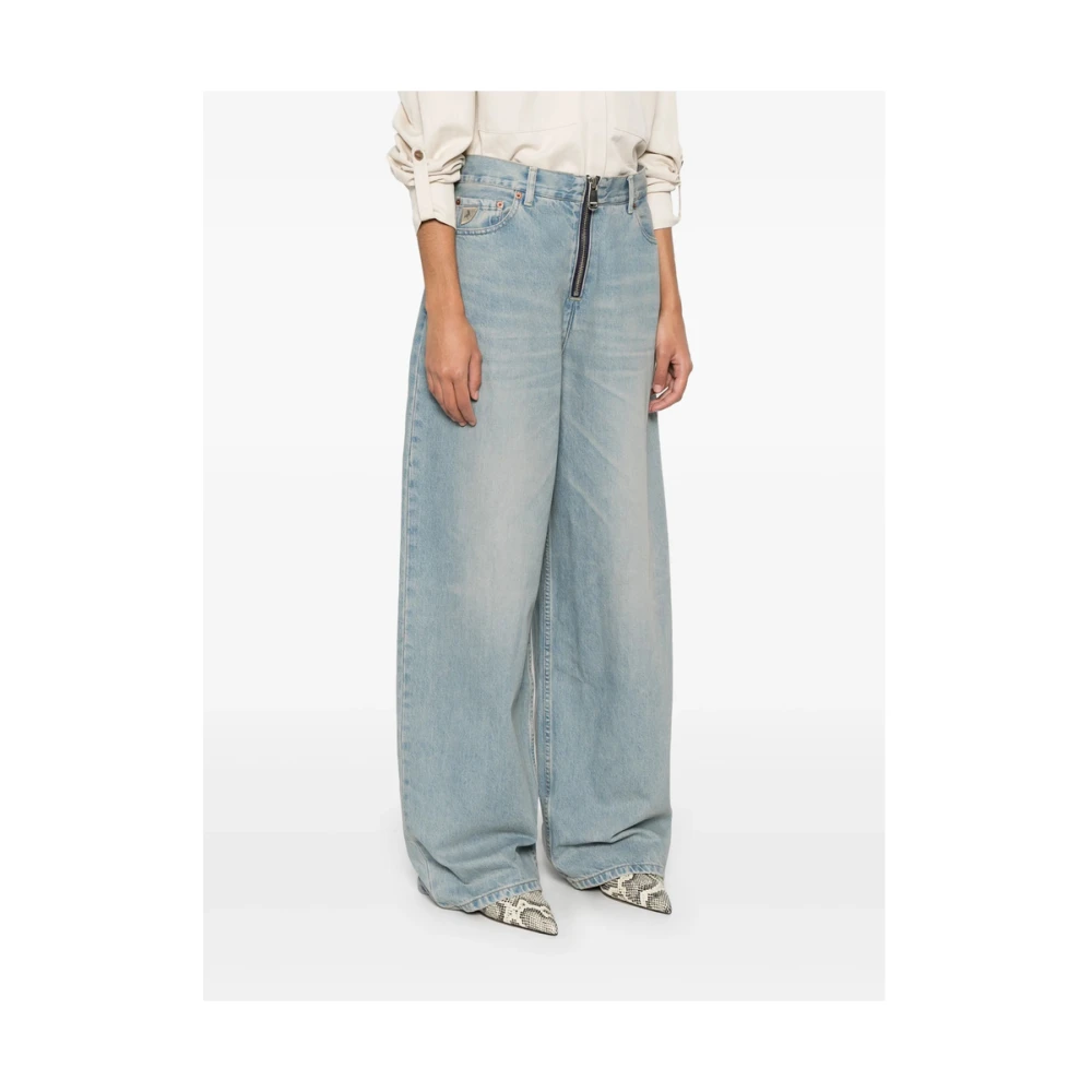 Lois Blauwe Rits Voorkant Klassieke Vijf Zakken Jeans Blue Dames