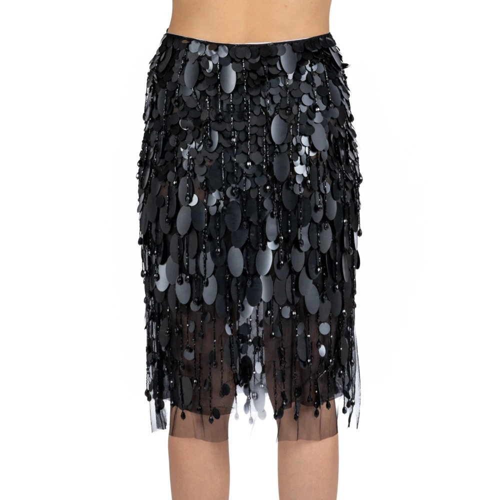 DES Phemmes Paillet Tube Rok in Zwart Tule Black Dames