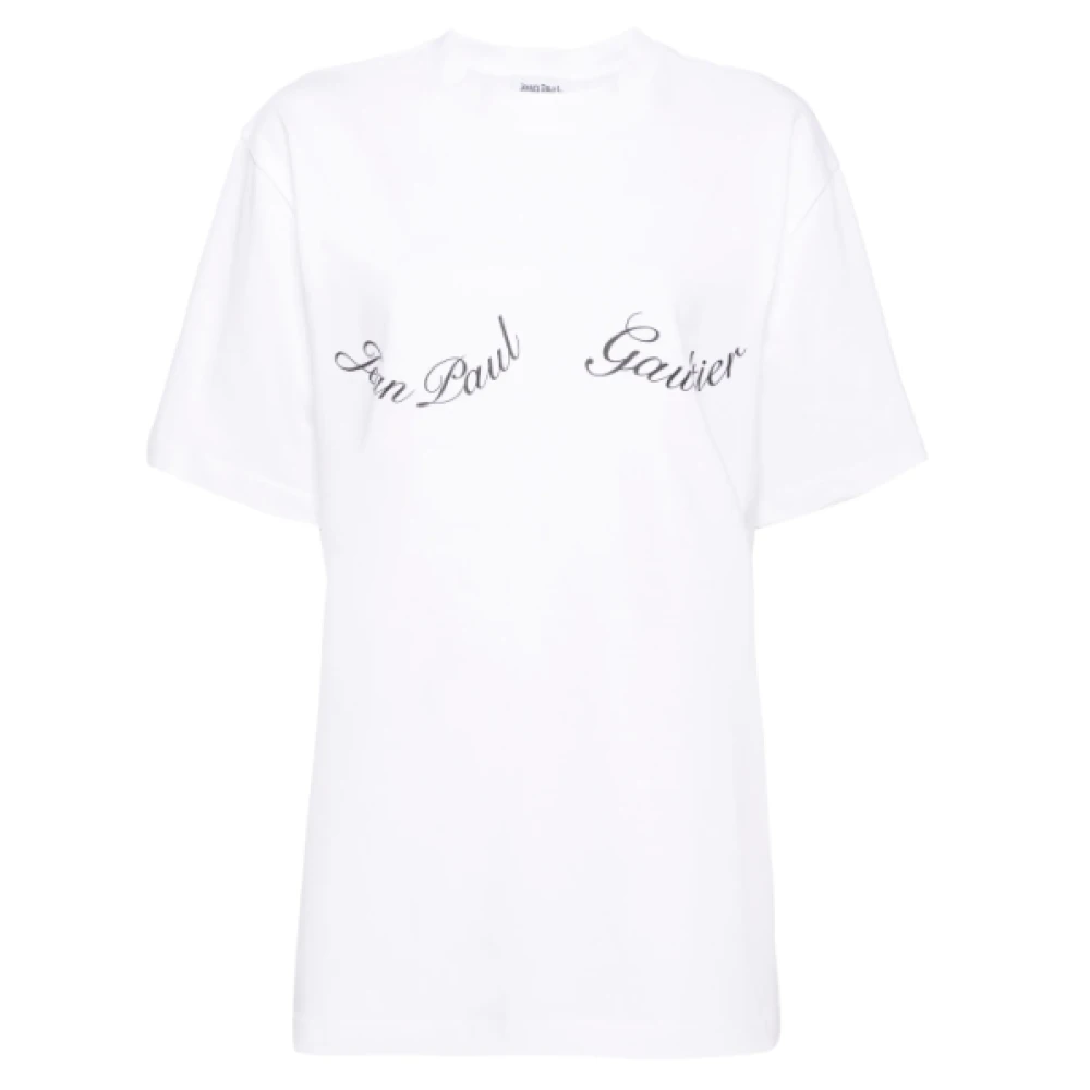 Jean Paul Gaultier Oversize Logo T-shirt Wit Zwart White Dames