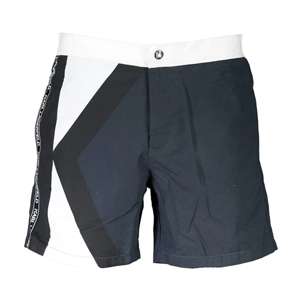 Karl Lagerfeld Blue Casual Shorts, Male, Xl, Beach Boxer Shorts With Print