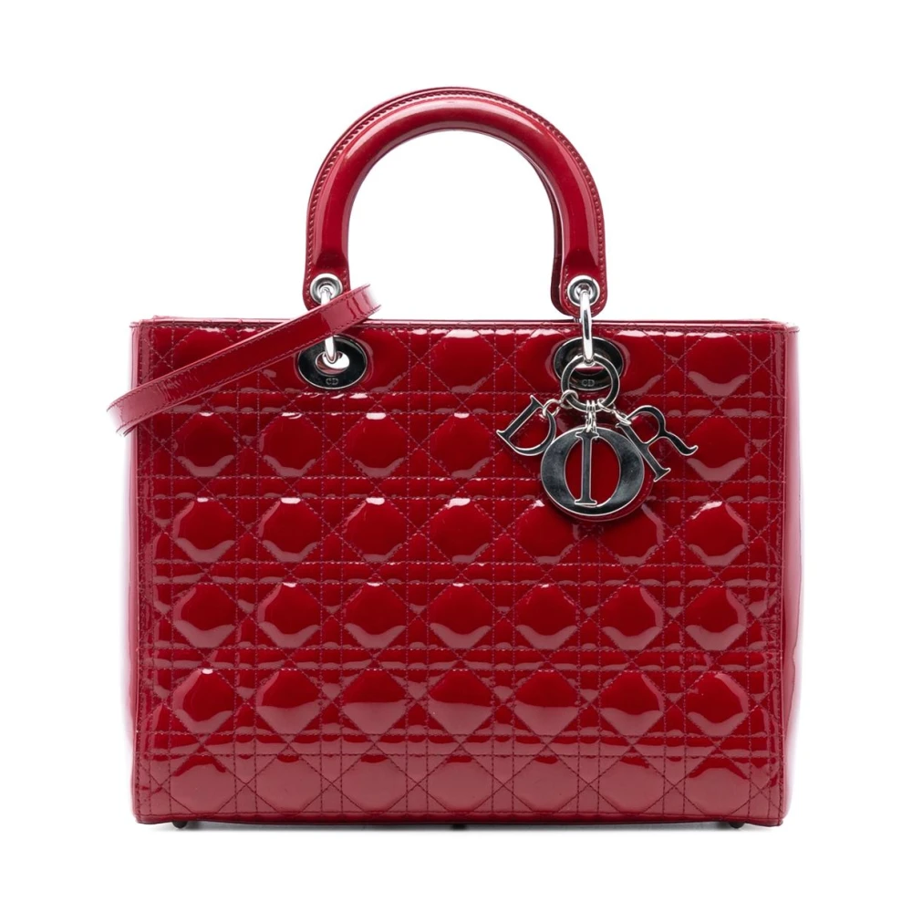 Dior Vintage Women's Red Pre-Owned Structu Top Handle Bag