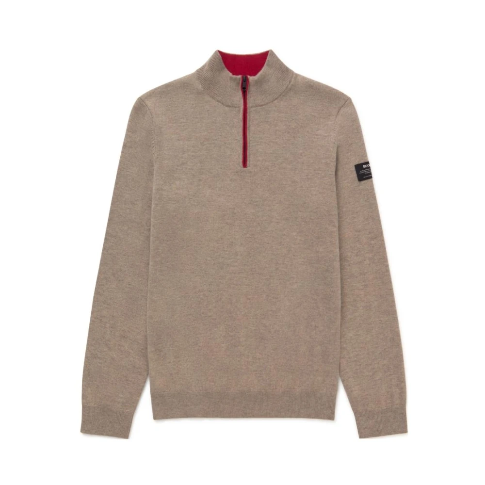 Ecoalf Men's Brown Beige Zip-Up Knit Jumper - Turtlenecks - M - Knitwear