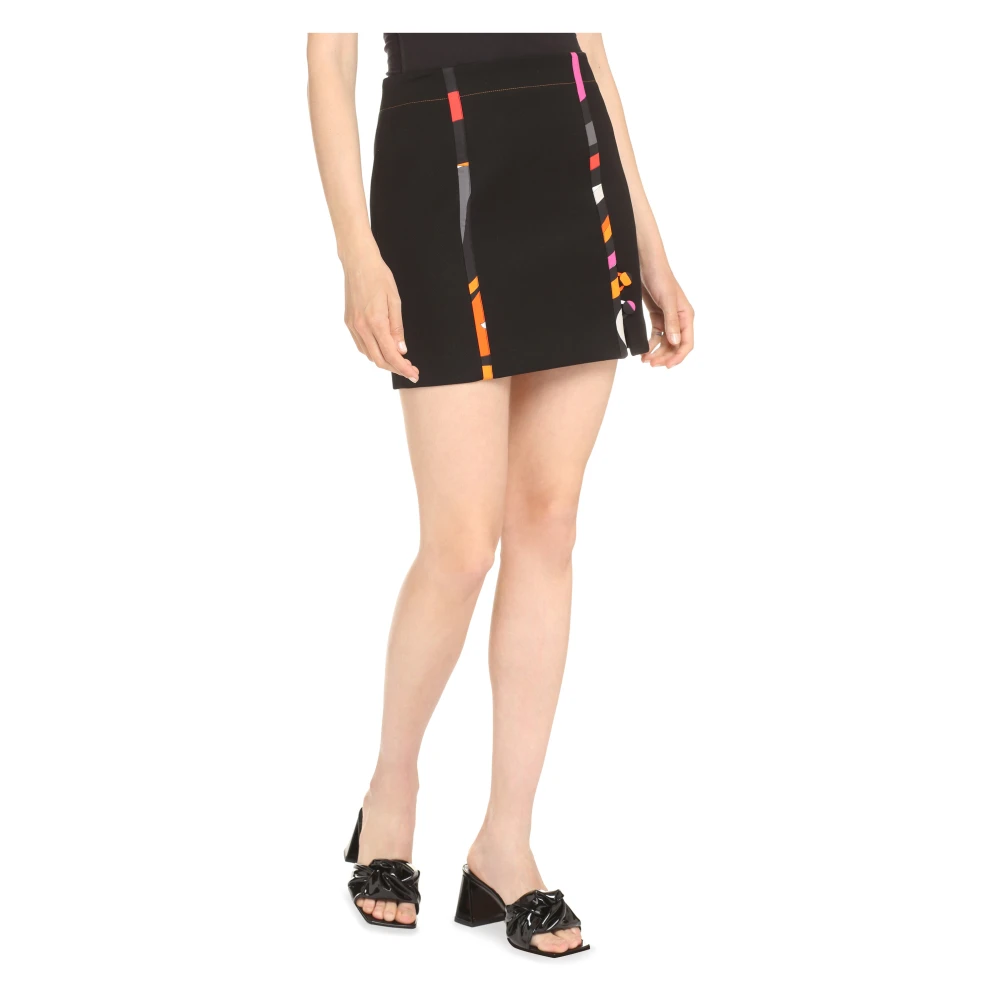 EMILIO PUCCI Contrasterend Gestikte Katoenen Minirok Black Dames