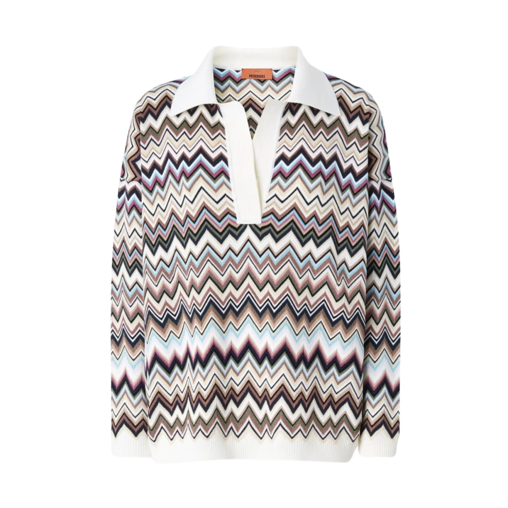 Missoni , Polo Shirts, Female, Multicolor, 2XL, Oversized Zig Zag Polo