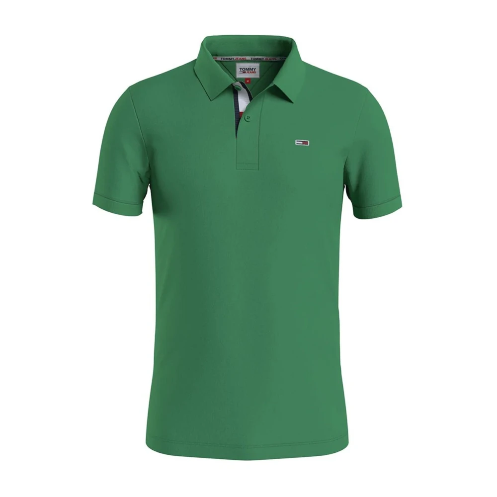 Tommy Jeans Men's Green Polo Shirts, Xl, Cotton Polo Shirt Slim Fit