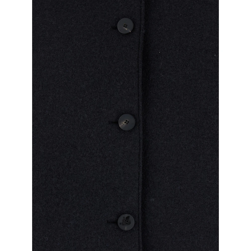 Harris Wharf London Zwarte Gekookte Wol Korte Coachjas Black Dames