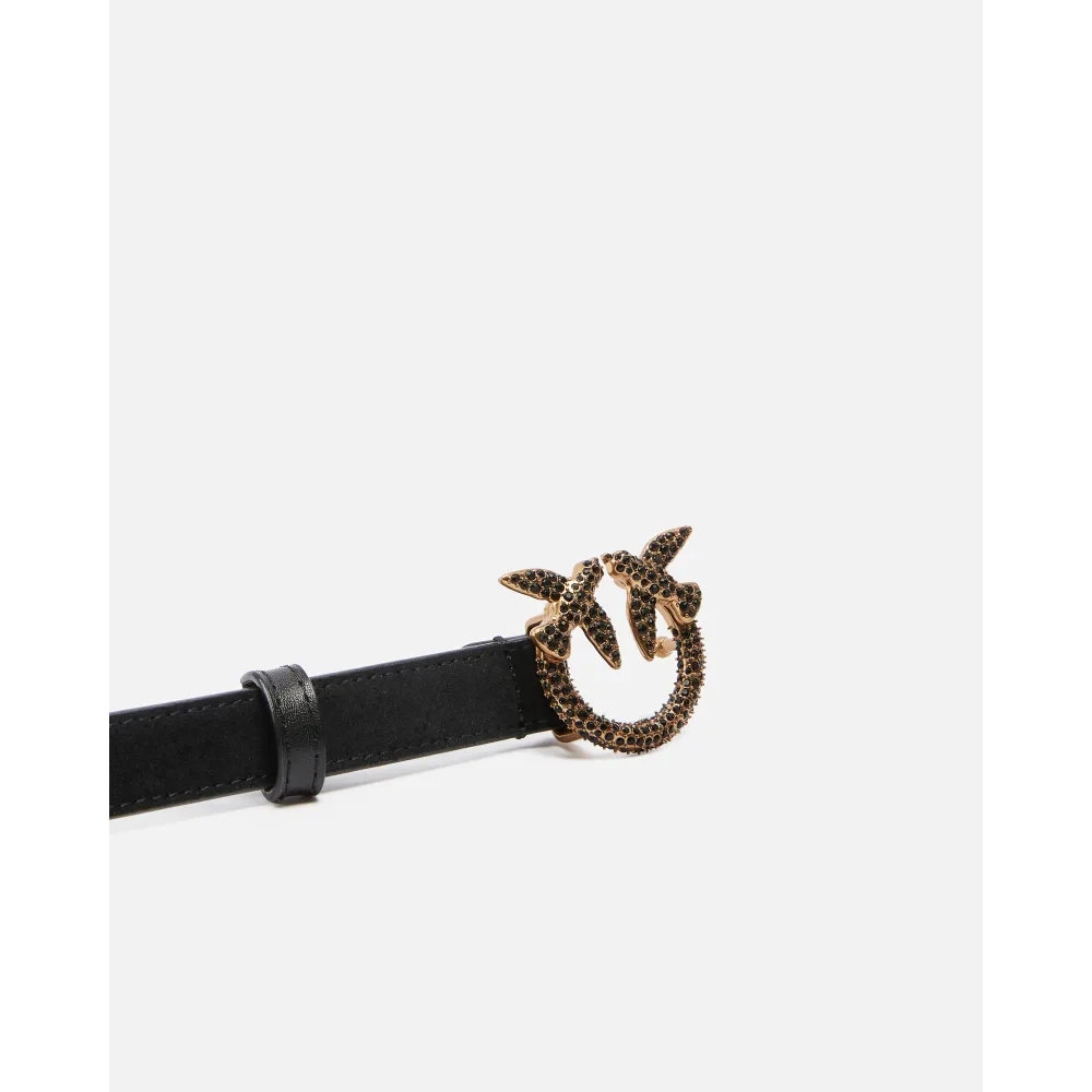 Pinko Love Berry H2 Zwart Leren Riem Black Dames