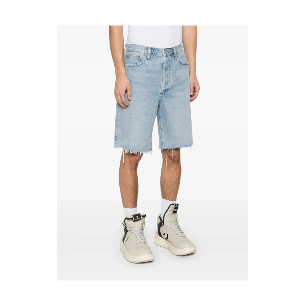 Agolde Blauwe Knoopsluiting Raffelzoom Jeans Blue Heren