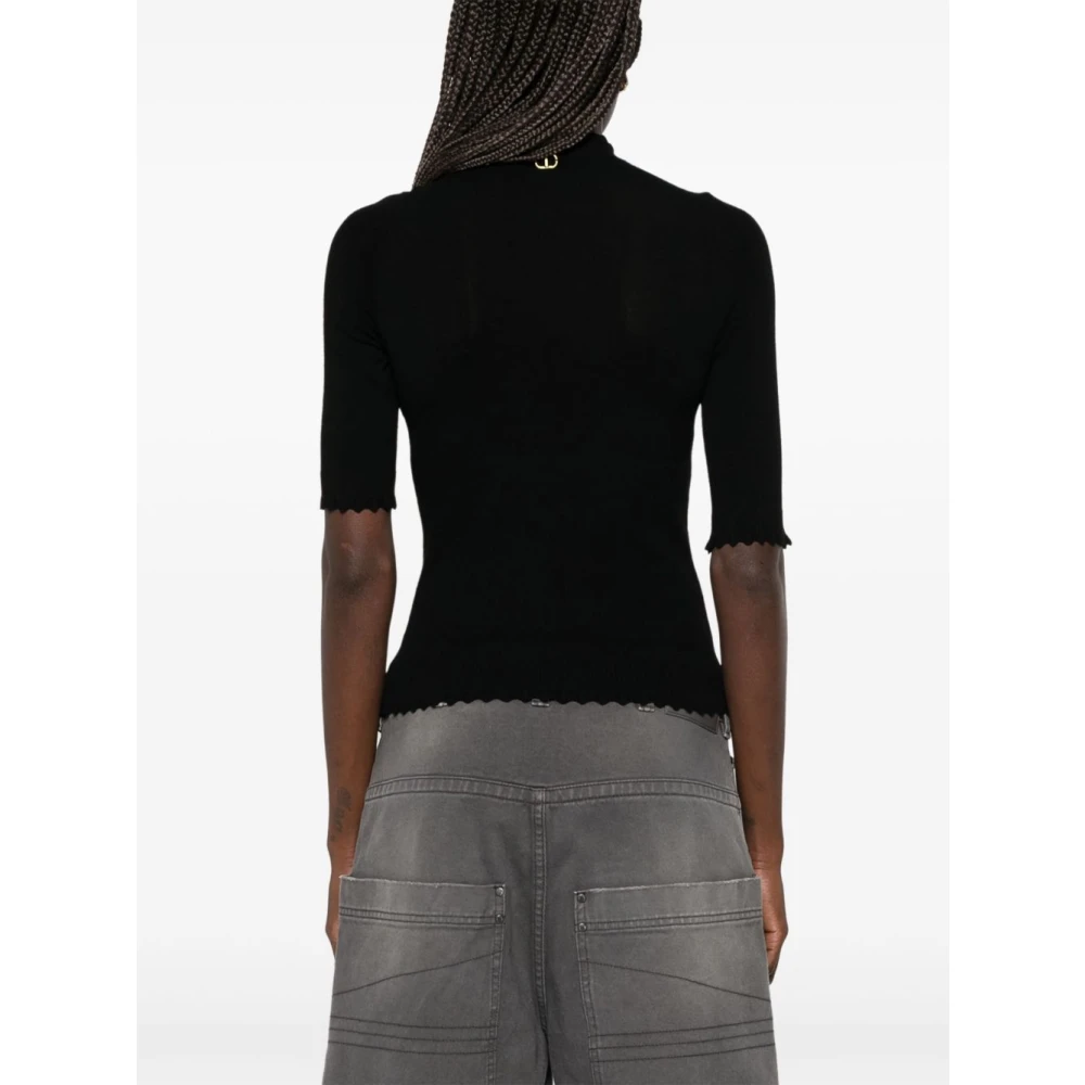 Twinset Zwarte Sweater Verhoog Garderobe Chic Stijl Black Dames