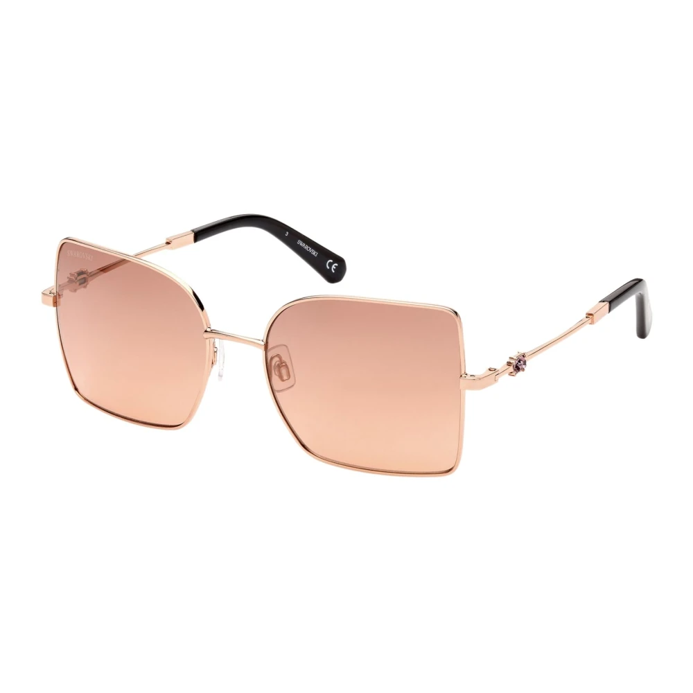 Swarovski Unisex Yellow Sunglasses, 57 Mm, Gold/Brown Shaded Sunglasses