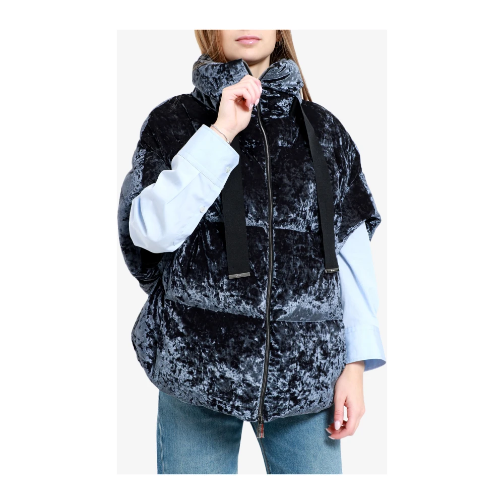 Herno Velvet Gewatteerd Mouwloos Jasje Gray Dames