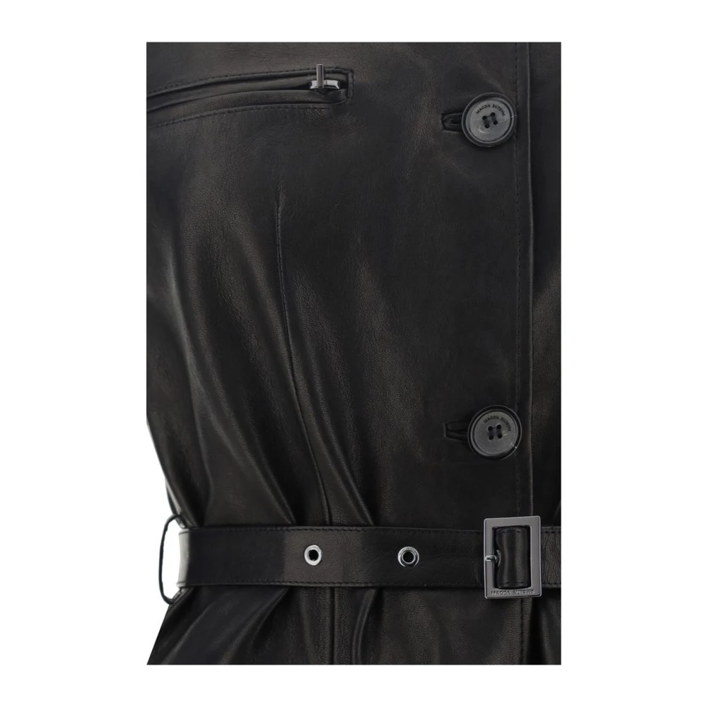 Magda Butrym Klassieke leren vest met verstelbare riem Black Dames